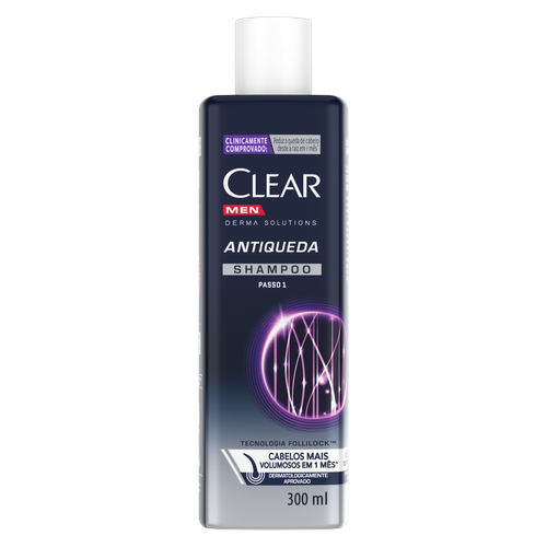 Shampoo Antiqueda Clear Men Derma Solutions Frasco 300ml