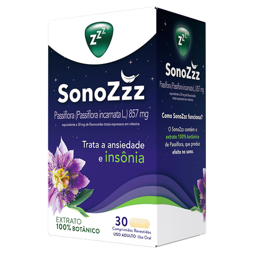 Passiflora 857mg SonoZzz Caixa 30 Comprimidos Revestidos