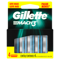 Carga de Aparelho para Barbear Gillette Mach3 4 Unidades Leve Mais Pague Menos