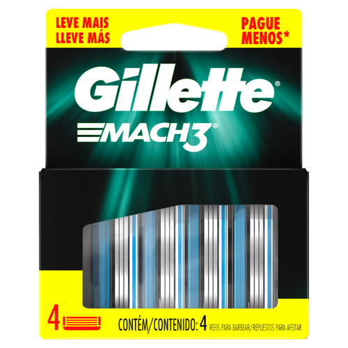 Carga de Aparelho para Barbear Gillette Mach3 4 Unidades Leve Mais Pague Menos