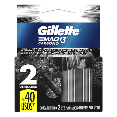 Carga de Aparelho para Barbear Gillette Mach3 Carbono 2 Unidades