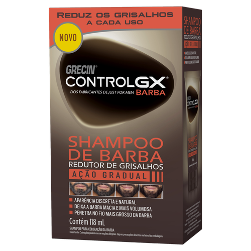 Shampoo de Barba Redutor de Grisalhos Grecin Control GX Caixa 118ml