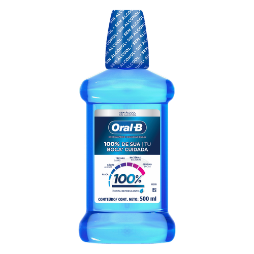 Enxaguante Bucal Zero Álcool Menta Refrescante Oral-B 100% Frasco 500ml