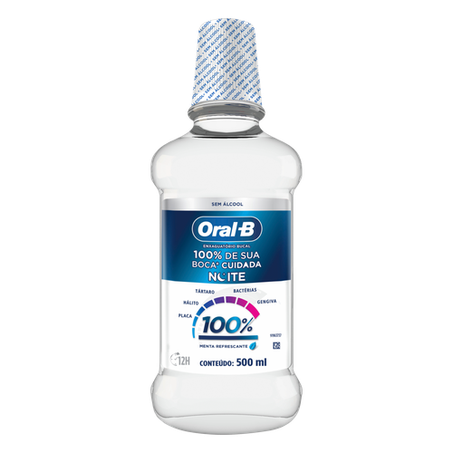 Enxaguante Bucal Noite Zero Álcool Menta Refrescante Oral-B 100% Frasco 500ml