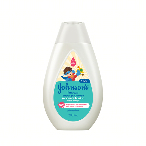 Sabonete Líquido Limpeza Super Poderosa Mãos e Corpo Johnson's Kids Frasco 200ml