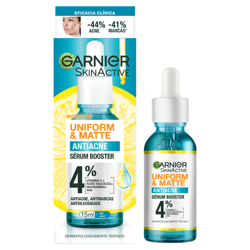 Sérum Booster Antiacne Garnier SkinActive Uniform & Matte Caixa 15ml