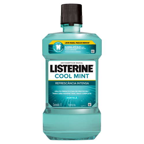 Enxaguante Bucal Antisséptico Hortelã Listerine Cool Mint Frasco 1l Leve Mais Pague Menos