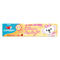 Gel Dental Sem Flúor Condor Lilica Baby 0-2 Anos Sabor Morango 50g