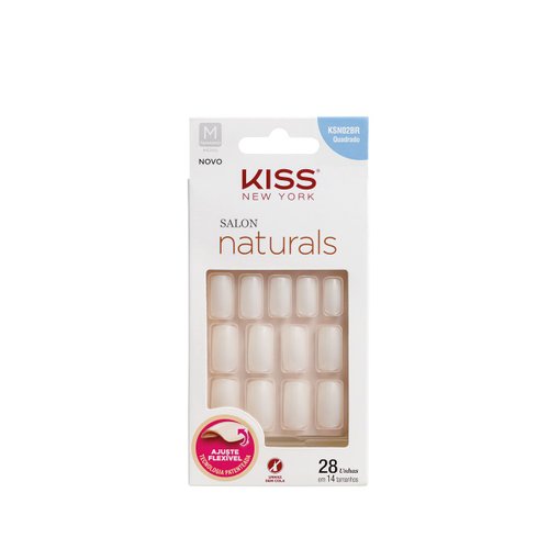 Unhas Kiss Salon Naturals Quadrada Medio C/28 Unidades | KSN02BR