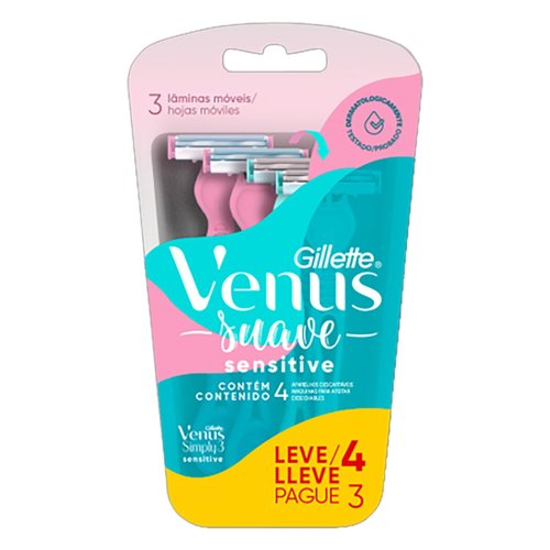 Aparelho Descartável para Depilar Gillette Venus Simply3 Sensitive Leve 4 Pague 3 Unidades