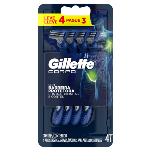 Aparelho Descartável Corpo Gillette Leve 4 Pague 3 Unidades