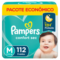 Fralda Descartável Infantil Pampers Confort Sec M Pacote Econômico 112 Unidades