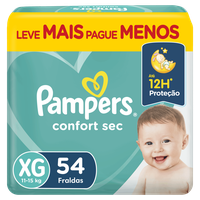 Fralda Descartável Infantil Pampers Confort Sec XG Pacote 54 Unidades Leve Mais Pague Menos