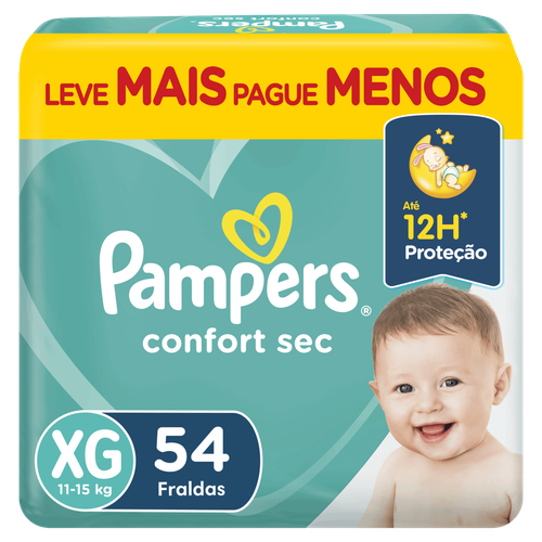 Fralda Descartável Infantil Pampers Confort Sec XG Pacote 54 Unidades Leve Mais Pague Menos