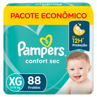 Fralda Descartável Infantil Pampers Confort Sec XG Pacote Econômico 88 Unidades