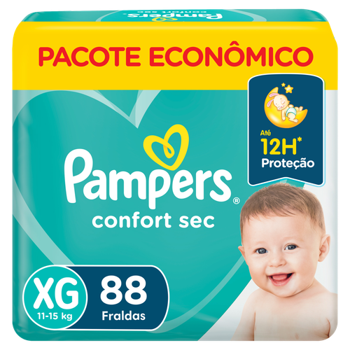 Fralda Descartável Infantil Pampers Confort Sec XG Pacote Econômico 88 Unidades