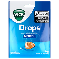 Pastilha Mentol Vick Drops Envelope 36g 20 Unidades