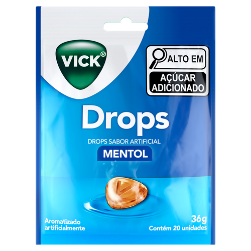 Pastilha Mentol Vick Drops Envelope 36g 20 Unidades