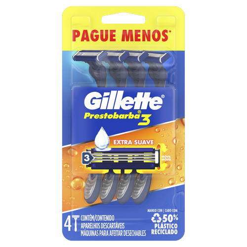 Aparelho de Barbear Gillette Prestobarba3 4 unidades