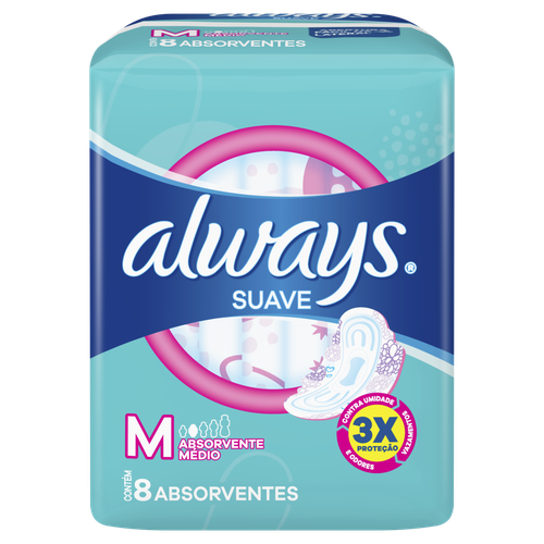 Absorvente Always Maxi Proteção Suave Com Abas 8 unidades