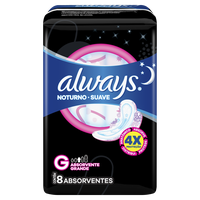 Absorvente Always Noites Tranquilas Suave Com Abas 8 unidades