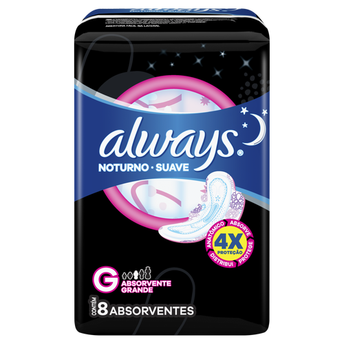 Absorvente Always Noites Tranquilas Suave Com Abas 8 unidades