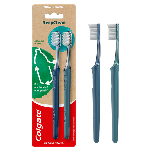 Escova Dental Macia Colgate Recyclean Cabeça Compacta 2 Unidades