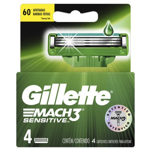 Carga para Aparelho de Barbear Gillette Mach3 Sensitive 4 unidades