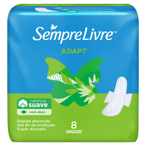 Absorvente Sempre Livre Especial Adapt Toque Suave Com Abas 8 unidades