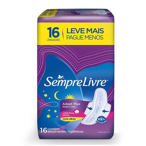 Absorvente Sempre Livre Noturno Suave Com Abas 16 unidades