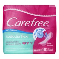 Absorvente Carefree Protetor Diario Todo Dia Flexi Sem perfume Sem Abas 15 unidades