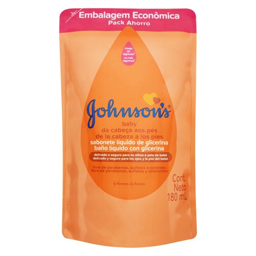 Sabonete Líquido Johnson's Baby Glicerinado da Cabeça aos Pés Refil 180ml