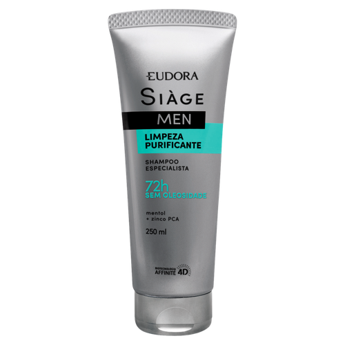 Shampoo Eudora Siàge Men Limpeza Purificante Bisnaga 250ml