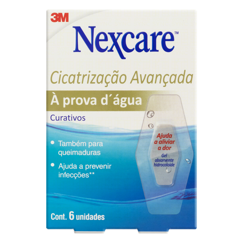 Curativo à Prova d'Água Cicatrização Avançada Nexcare 26mm x 57mm Caixa 6 Unidades