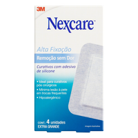 Curativo Alta Fixação Nexcare Remoção sem Dor 76mm x 101mm Caixa 4 Unidades