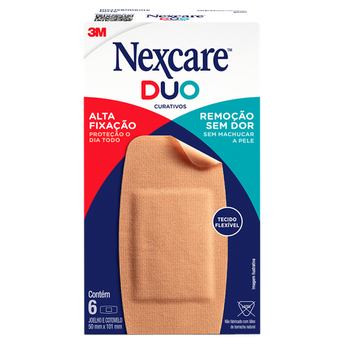 Curativo Joelho e Cotovelo Nexcare Duo 50mm x 101mm Caixa 6 Unidades