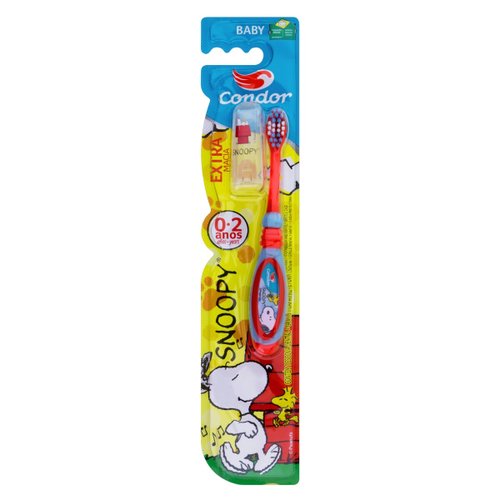 Escova Dental Condor Snoopy Extra Macia 0-2 anos com Capa Protetora 1 unidade