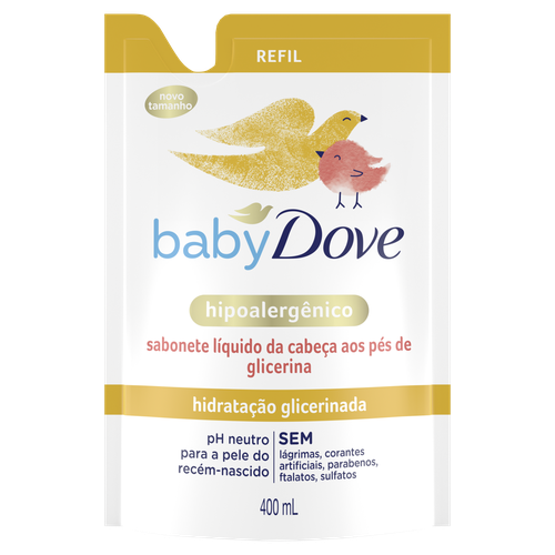 Sabonete Líquido Hidratação Glicerinada da Cabeça aos Pés Dove Baby Sachê 400ml Refil