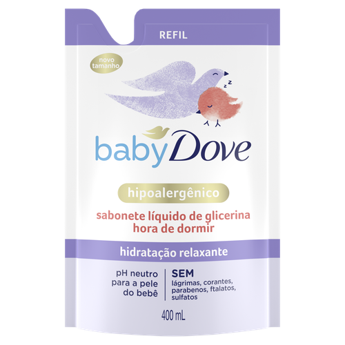 Sabonete Líquido de Glicerina Hidratação Relaxante Dove Baby Hora de Dormir Sachê 400ml Refil