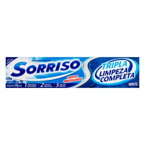 Creme Dental Sorriso Tripla Limpeza Completa White 70g