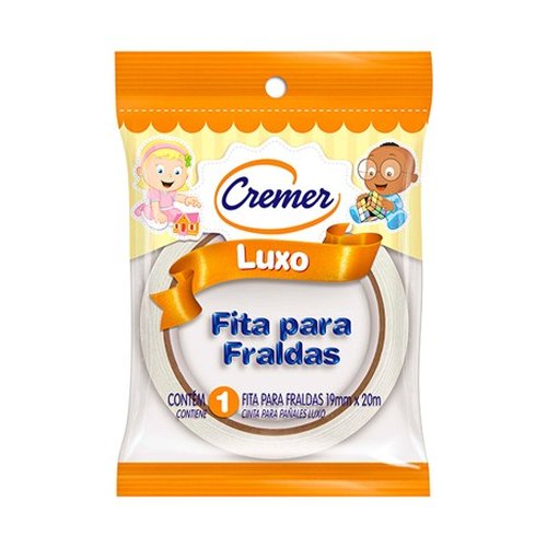 Fita para Fralda Cremer luxo, branca 1 unidade com 19mm x 20m