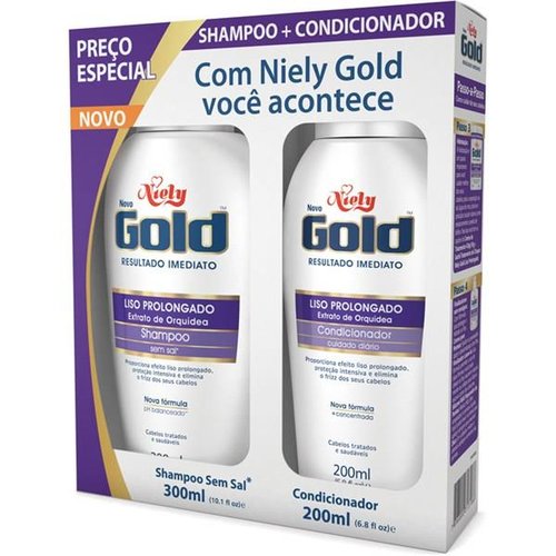 Kit Niely Gold Shampoo+Condicionador Água Termal Flor de Hibisco 2 unidades