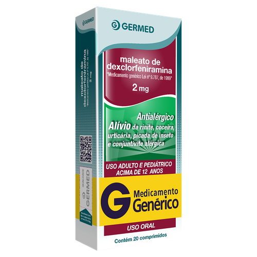 Maleato de Dexclorfeniramina Genérico Germed 2mg 20 comprimidos