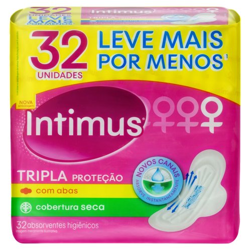 Absorvente Externo Intimus Tripla Proteção Seca Com Abas 32 unidades