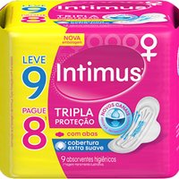 Absorvente Intimus Gel Feminino Tripla Suave Com Abas 9 unidades