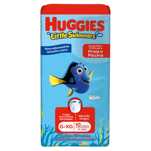 Fralda Descartável Infantil Praia & Piscina Huggies Little Swimmers G-XG Pacote 10 Unidades