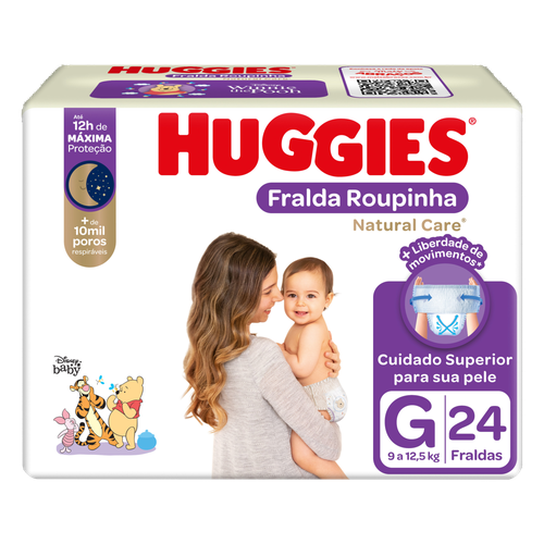 Fralda Descartável Infantil Roupinha Huggies Natural Care G Pacote 24 Unidades