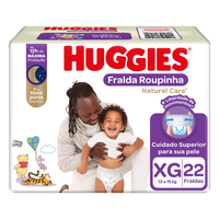 Fralda Descartável Infantil Roupinha Huggies Natural Care XG Pacote 22 Unidades