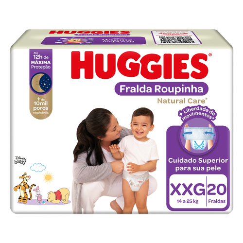 Fralda Descartável Infantil Roupinha Huggies Natural Care XXG Pacote 20 Unidades