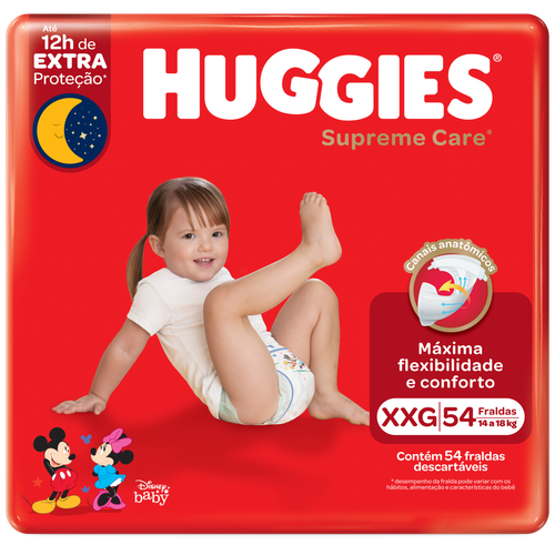 Fralda Descartável Infantil Huggies Supreme Care XXG Pacote 54 Unidades